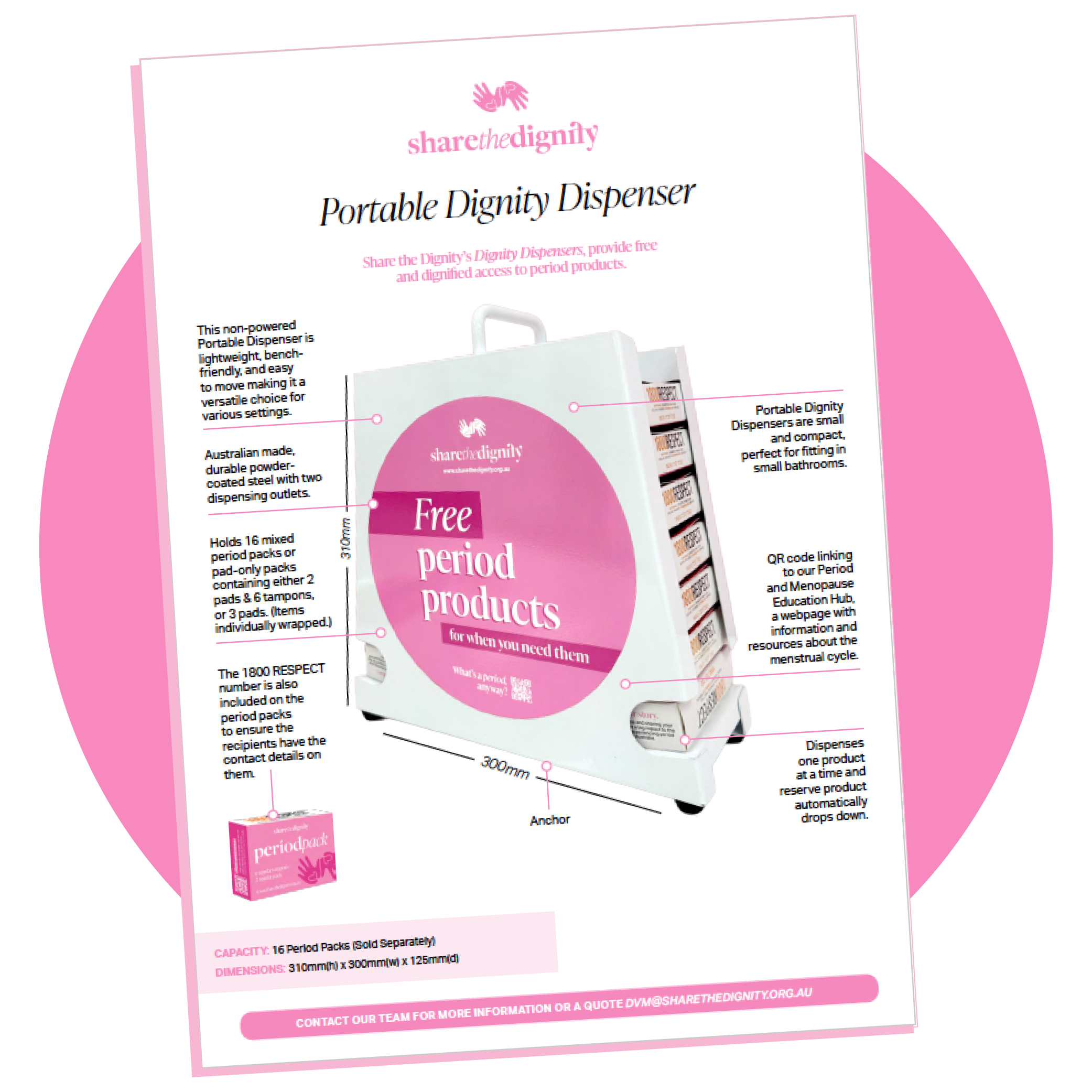 Portable Dignity Dispenser Specifications
