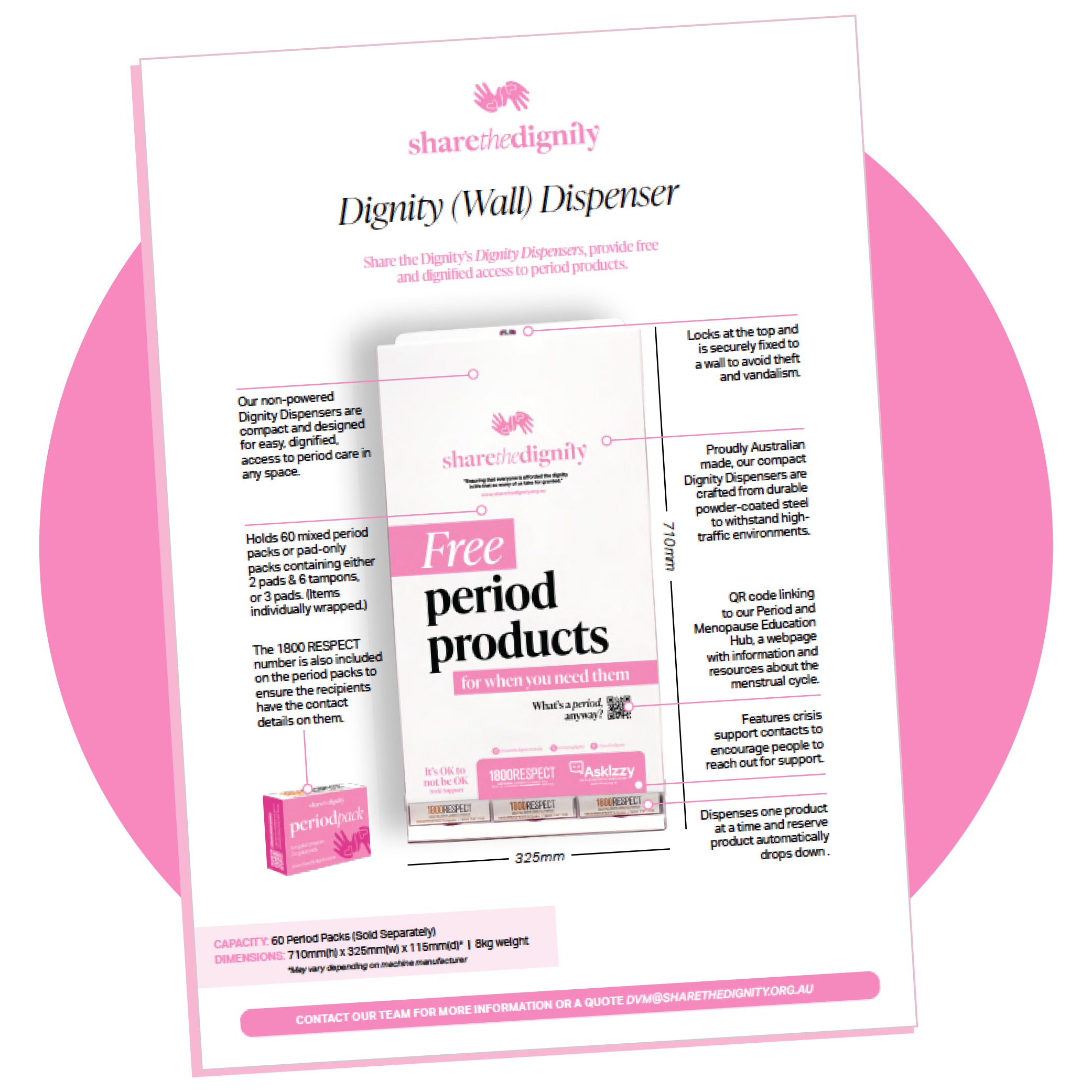 Dignity Dispenser Specifications