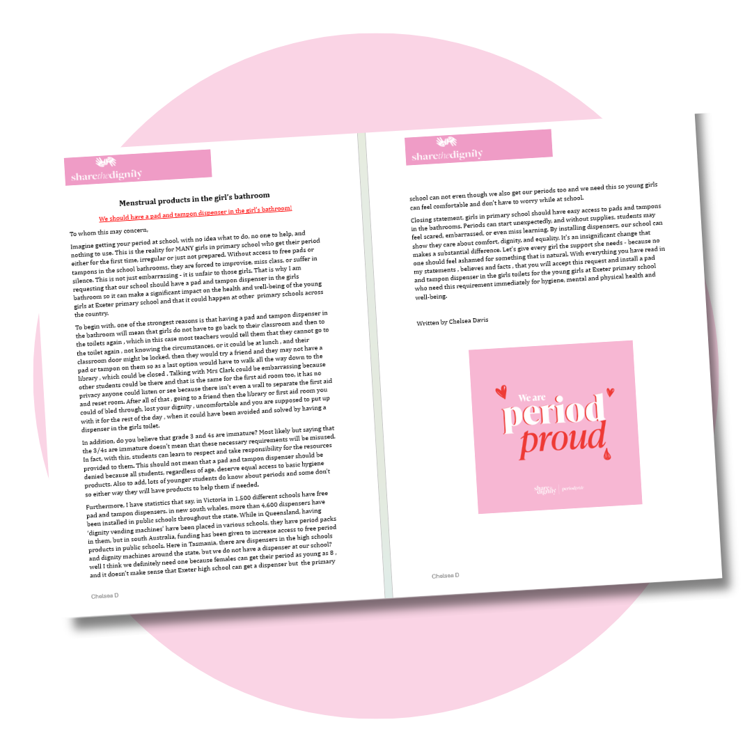 Period Pride entry 2025 - Chelsea D, Exeter Primary TAS